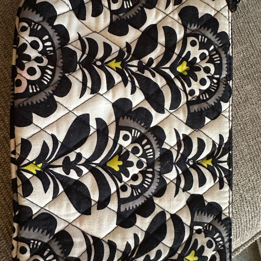 Vera Bradley Black and White Quilted Floral Pouch